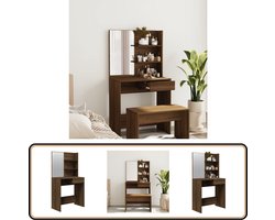 vidaXL - Kaptafel - met - spiegel - 74,5x40x141 - cm - bruin - eikenkleur