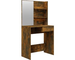 vidaXL - Kaptafel - met - spiegel - 74,5x40x141 - cm - gerookt - eikenkleurig