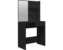 vidaXL - Kaptafel - met - spiegel - 74,5x40x141 - cm - zwart