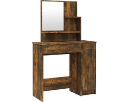 vidaXL - Kaptafel - met - spiegel - 86,5x35x136 - cm - gerookt - eikenkleurig