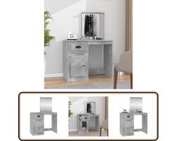 vidaXL Kaptafel met Spiegel - 90x50x132,5 cm - Betongrijs Kaptafel - Make-up Tafel - Dressingtafel - Badkamer Meubel - Beton Grijs