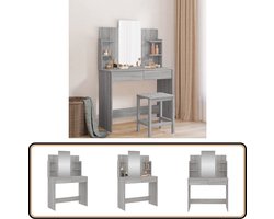 vidaXL Kaptafel met spiegel - Grijs Sonoma - 96x39x142cm Kaptafel - Make-upttafel - Dressingtable - Badkamermeubilair - Grijze Kaptafel