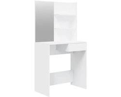 vidaXL Kaptafel met Spiegel - Wit - 74,5x40x141 cm Kaptafel - Make-up Tafel - Dressing Table - Badkamermeubilair - Houten Kaptafel