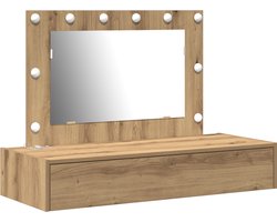 vidaXL - Kaptafel - met - spiegellichten - Bruin - 100 - x - 40 - x - 70 - cm - Bewerkt - hout