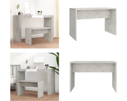 vidaXL Kaptafelkruk 70x35x45 cm bewerkt hout betongrijs - Kaptafelkruk - Kaptafelkrukken - Kaptafel Kruk - Kaptafelkrukje