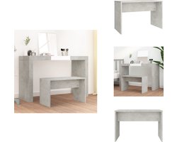 vidaXL Kaptafelkruk - Kaptafelkrukken - Kaptafel Kruk - Kaptafelkrukje - Kaptafelkruk 70x35x45 cm bewerkt hout betongrijs