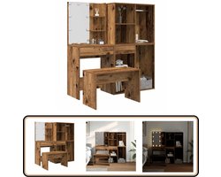 vidaXL - Kaptafelset - met - LED-verlichting - bewerkt - hout - oud - houtkleurig