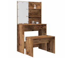 vidaXL - Kaptafelset - met - LED-verlichting - bewerkt - hout - oud - houtkleurig