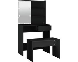 vidaXL - Kaptafelset - met - LED-verlichting - bewerkt - hout - zwart