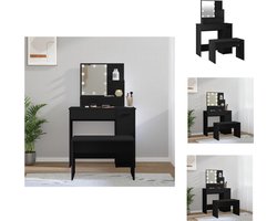 vidaXL - Kaptafelset - met - LED-verlichting - bewerkt - hout - zwart