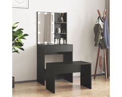 vidaXL - Kaptafelset - met - LED-verlichting - bewerkt - hout - zwart