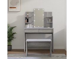 vidaXL - Kaptafelset - met - LED's - bewerkt - hout - betongrijs