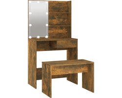 vidaXL - Kaptafelset - met - LED's - bewerkt - hout - gerookt - eiken