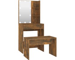 vidaXL - Kaptafelset - met - LED's - bewerkt - hout - gerookt - eiken