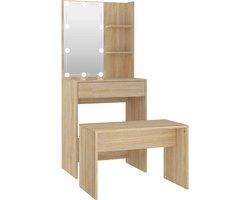 vidaXL - Kaptafelset - met - LED's - bewerkt - hout - sonoma - eikenkleurig