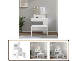 vidaXL - Kaptafelset - met - LED's - bewerkt - hout - wit