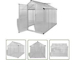 vidaXL Kassen - Tuinkas - Tuinkas met basisframe 4,6 m² versterkt aluminium - Polycarbonaat - Aluminium - Greenhouse