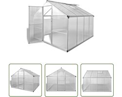 vidaXL Kassen - Tuinkas - Tuinkas met basisframe 6,05 m² versterkt aluminium - Plastic Kassens - Polycarbonaat Kasten - Greenhouse