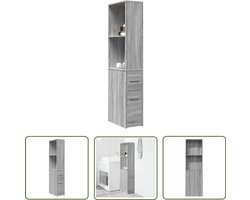 vidaXL Kast - Badkamerkast - Badkamerkast smal met wielen bewerkt hout grijs sonoma eiken - Opbergkast - Houten Kast - Grijze Kast