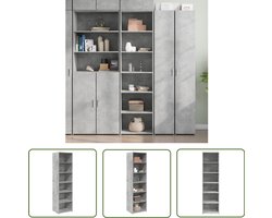 vidaXL Kast Beton Grijs - Hoge Kast - Hoge kast 50x41x185 cm bewerkt hout betongrijs - Houten Kast - Opslagoplossing - Woonaccessoires