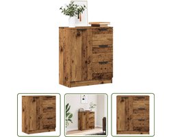 vidaXL Kast - Dressoir - Dressoir 60x30x70 cm bewerkt hout oud houtkleurig - Opbergruimte - Houten Dressoir - Vintage Dressoir