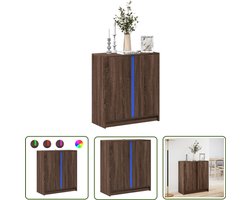 vidaXL Kast - Dressoir - Dressoir met LED 77x34x85 cm bewerkt hout bruin eikenkleur - Led Verlichting - Houten Dressoir - Modern Dressoir