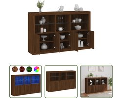vidaXL Kast - Dressoir - Dressoir met LED-verlichting 162x37x100 cm bruin eikenkleur - Houten Dressoir - Bruine Eiken Kleurtoneel - Led Verlichting