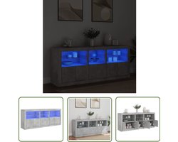 vidaXL Kast - Dressoir - Dressoir met LED-verlichting 162x37x67 cm betongrijs - Led Verlichting - Beton Grijs - Houten Dressoir