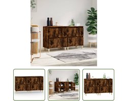 vidaXL Kast - Dressoir - Dressoirs 2 st 60x35x70 cm bewerkt hout gerookt eikenkleurig - Houten Dressoir - Vintage Dressoir - Bruine Dressoir