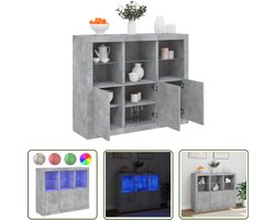 vidaXL Kast - Dressoir - Dressoirs met LED-verlichting 3 st bewerkt hout betongrijs - Bergruimte - Led Verlichting - Modern