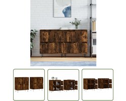 vidaXL Kast - Dressoirs - Dressoirs 2 st bewerkt hout gerookt eikenkleurig - Houten Dressoirs - Bruine Dressoirs - Vintage Dressoirs