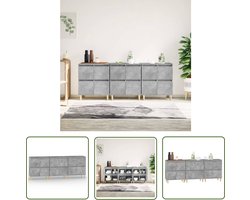 vidaXL Kast - Dressoirs - Dressoirs 3 st 60x35x70 cm bewerkt hout betongrijs - Houten Dressoir - Betonnen Grijze Dressoir - Salontafel