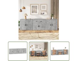vidaXL Kast - Dressoirs - Dressoirs 3 st bewerkt hout betongrijs - Houten Dressoirs - Grijze Dressoirs - Vintage Dressoirs