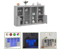 vidaXL Kast - Dressoirs - Dressoirs met LED-verlichting 3 st bewerkt hout betongrijs - Led Verlichting - Houten Dressoirs - Beton Grijs