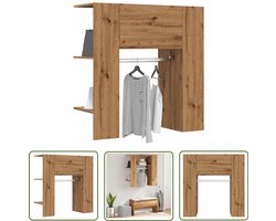 vidaXL Kast - Halmeubel - Halmeubel 97,5x37x99 cm bewerkt hout artisanaal eikenkleurig - Bergruimte - Entreespiegel - Vintage