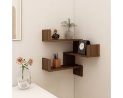 vidaXL Kast - Hoekwandschap - Hoekwandschap 40x40x50 cm bewerkt hout bruin eikenkleur - Houten Wandplank - Bruine Eiken Kleur - Badkamerkast