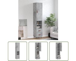vidaXL Kast - Hoge Kast - Hoge kast 34,5x34x180 cm bewerkt hout betongrijs - Opbergkast - Houten Kast - Grijze Kast
