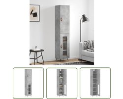 vidaXL Kast - Hoge Kast - Hoge kast 34,5x34x180 cm bewerkt hout betongrijs - Opbergkast - Houten Kast - Grijze Kast