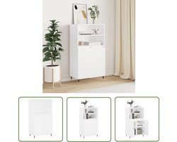 vidaXL Kast - Hoge Kast - Hoge kast 60x36x110 cm bewerkt hout wit - Opslagkast - Houten Kast - Wit Kast