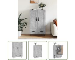 vidaXL Kast - Hoge Kast - Hoge kast 69,5x31x115 cm bewerkt hout betongrijs - Houten Kast - Grijze Kast - Betonnen Kast