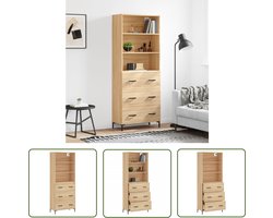 vidaXL Kast - Hoge Kast - Hoge kast 69,5x34x180 cm bewerkt hout sonoma eikenkleurig - Sonoma Eiken - Houten Kast - Opbergkast