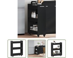 vidaXL Kast - Kasten - Bijzetkastje - Bijzetkast - Kast met wieltjes 60x22x79 bewerkt hout zwart