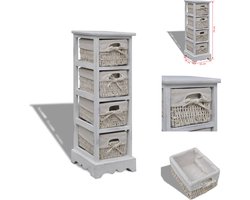 vidaXL Kast - Kasten - Opbergkast - Opbergkasten - Opbergkast met 4 weefmanden hout wit