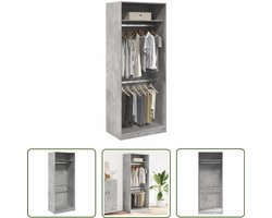 vidaXL Kast - Kledingkast - Kledingkast 80x50x200 cm bewerkt hout betongrijs - Bergruimte - Houten Kast - Grijze Kast