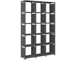 vidaXL - Kast - met - 15 - vakken - 103x30x175,5 - cm - stof - grijs