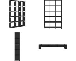 vidaXL Kast met 15 vakken 103x30x175,5 cm stof zwart - Opbergkast - Opbergkasten - Opbergrek - Opbergrekken