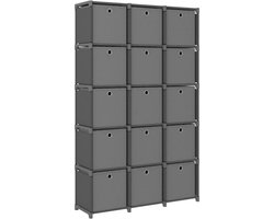 vidaXL - Kast - met - 15 - vakken - met - boxen - 103x30x175,5 - cm - stof - grijs