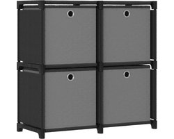 vidaXL - Kast - met - 4 - vakken - met - boxen - 69x30x72,5 - cm - stof - zwart