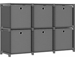 vidaXL - Kast - met - 6 - vakken - met - boxen - 103x30x72,5 - cm - stof - grijs