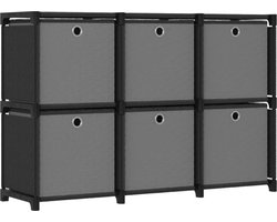 vidaXL - Kast - met - 6 - vakken - met - boxen - 103x30x72,5 - cm - stof - zwart